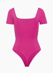 contour squareneck shortsleeve bodysuit sold by Aritzia