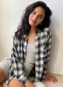 boyfriend button-up shirt sold by Aritzia