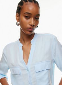 utility collarless shirt sold by Aritzia