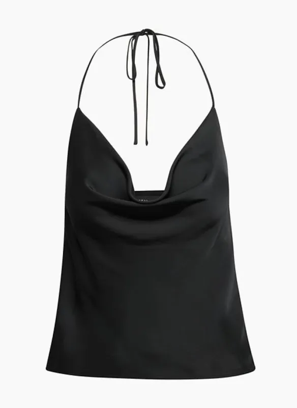 rappel satin halter top sold by Aritzia