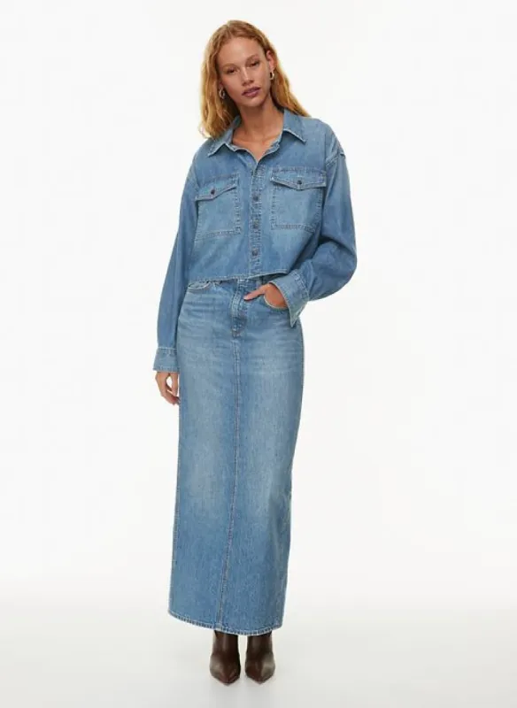 the 90s pencil maxi denim skirt sold by Aritzia