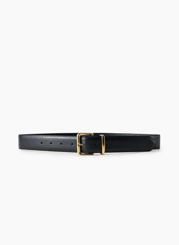 emblem solid brass leather belt sold by Aritzia