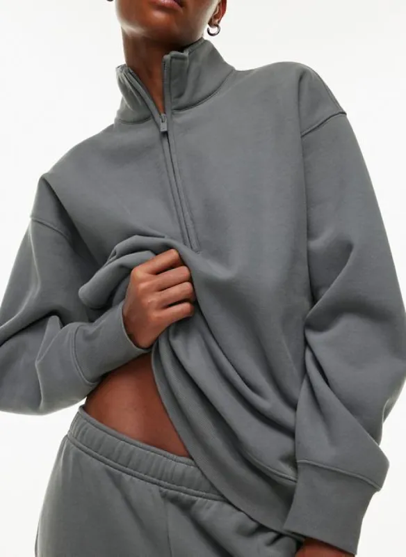 cozy fleece boyfriend 1/2 zip sweatshirt sold by Aritzia