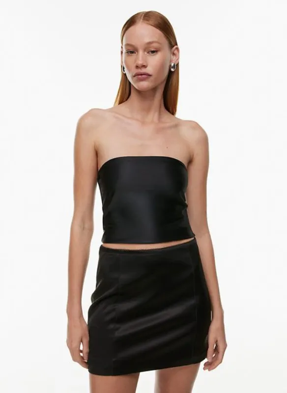 satinette swipe tube top sold by Aritzia
