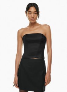 castle satin bustier sold by Aritzia