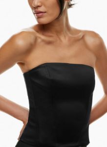 castle satin bustier sold by Aritzia