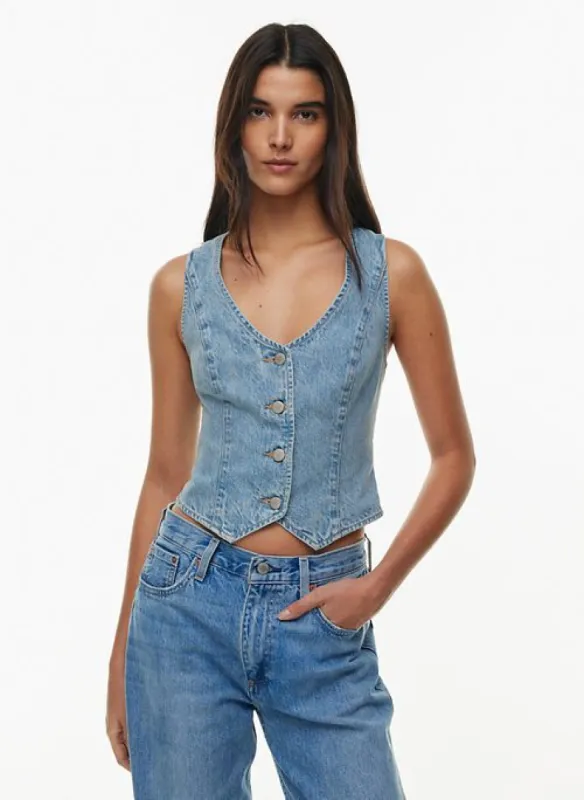 the 90s mia denim vest sold by Aritzia