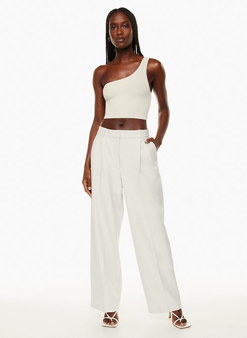 Aritzia Babaton Women's Sculpt Knit One-Shoulder Cropped Tank Top in Matte Pearl | Medium sold by Aritzia product image thumbnail 2