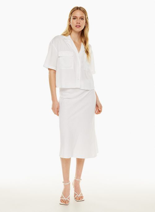 slip linen midi skirt sold by Aritzia