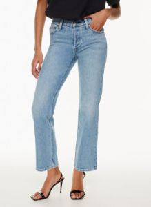 the arlo lo-rise straight jean sold by Aritzia