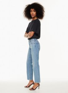 the arlo lo-rise straight jean sold by Aritzia