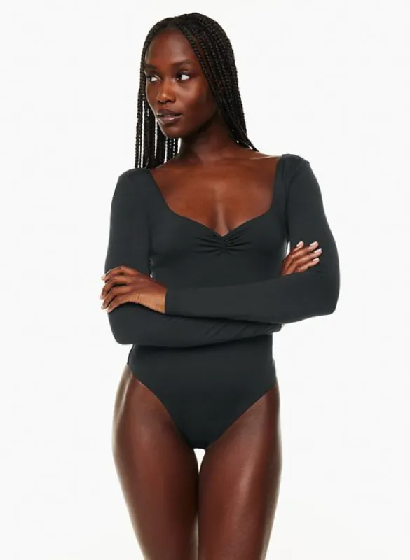contour sweetheart longsleeve bodysuit sold by Aritzia
