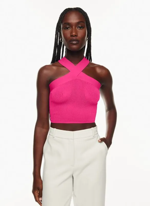 sculpt knit criss cross cropped tank made by Aritzia