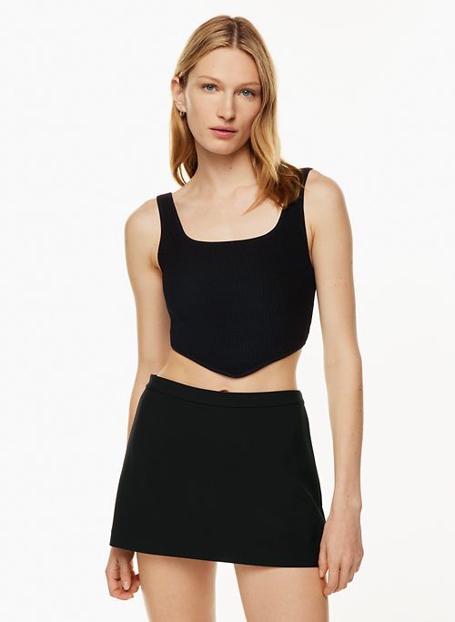 sculpt knit squareneck point tank sold by Aritzia