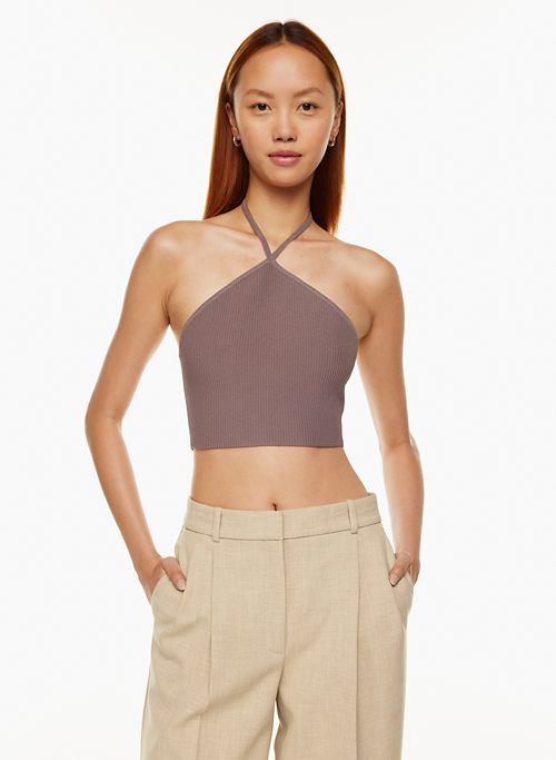 sculpt knit cropped halter top sold by Aritzia