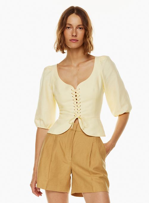 santal linen blouse sold by Aritzia