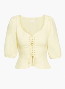 santal linen blouse sold by Aritzia