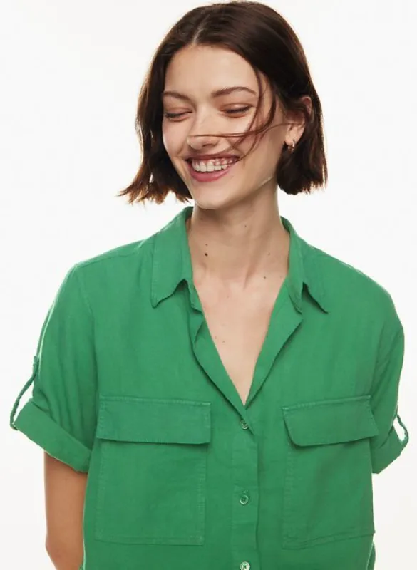 utility linen shortsleeve shirt sold by Aritzia