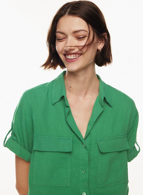 utility linen shortsleeve shirt sold by Aritzia