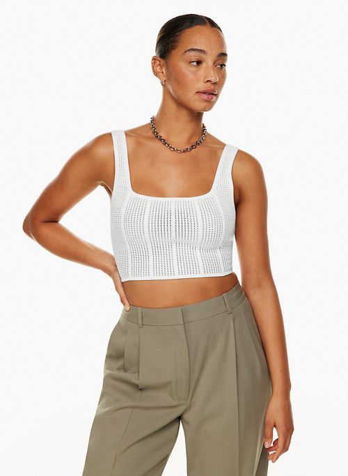 sculpt knit squareneck cropped tank sold by Aritzia