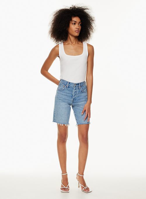 the yoko hi-rise long jean short sold by Aritzia