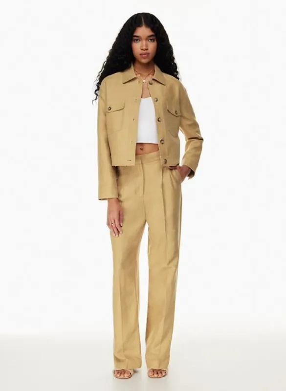 autumn linen shirt jacket sold by Aritzia