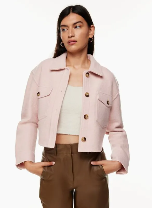 the ganna™ cropped shirt jacket sold by Aritzia
