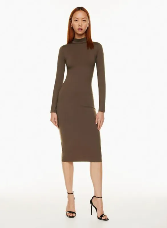 contour mockneck longsleeve midi dress sold by Aritzia