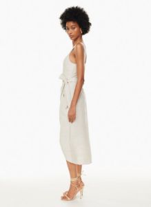 saturn linen midi dress sold by Aritzia