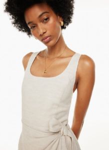 saturn linen midi dress sold by Aritzia