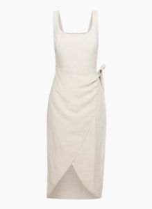 saturn linen midi dress sold by Aritzia