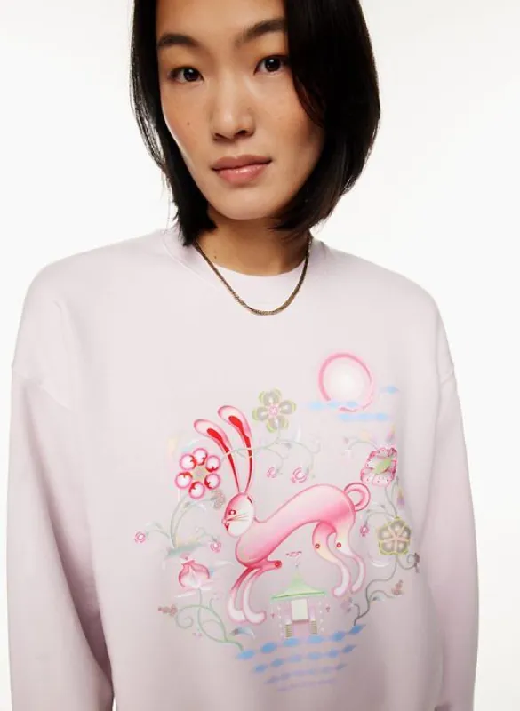 cozy fleece boyfriend crew sweatshirt sold by Aritzia