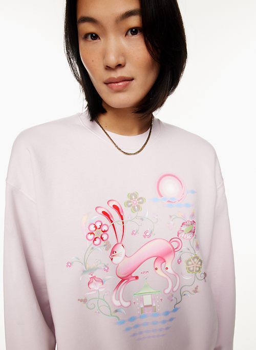 cozy fleece boyfriend crew sweatshirt sold by Aritzia