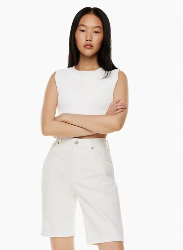 the 90s chloe mid-rise bermuda jean short sold by Aritzia