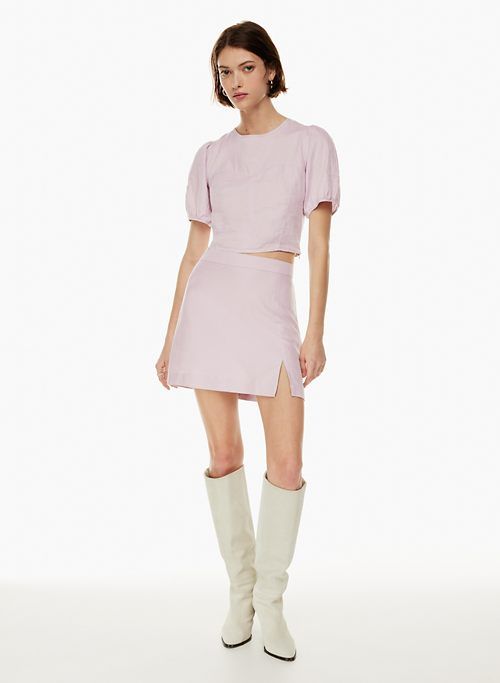 patio linen mini skirt sold by Aritzia