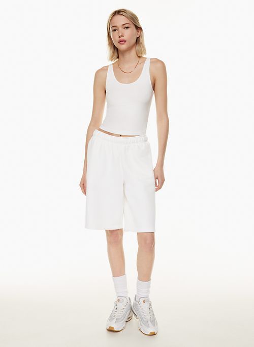 cozy fleece mega knee sweatshort sold by Aritzia