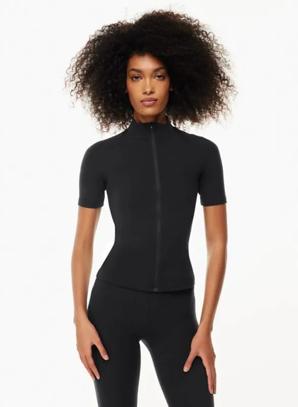 tnabutter™ limit shortsleeve zip-up sold by Aritzia