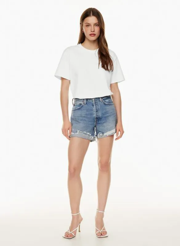parker long cuffed jean short sold by Aritzia