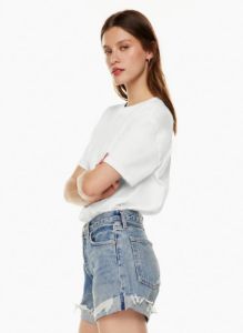 parker long cuffed jean short sold by Aritzia
