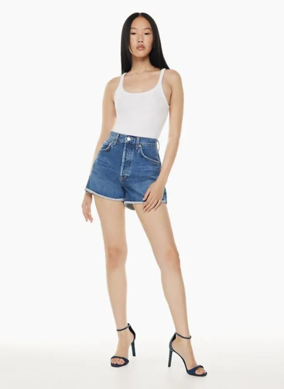 dee cuffed jean short sold by Aritzia