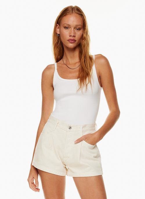 franca pleated baggy jean short sold by Aritzia