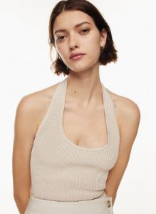 sculpt knit backless halter top sold by Aritzia