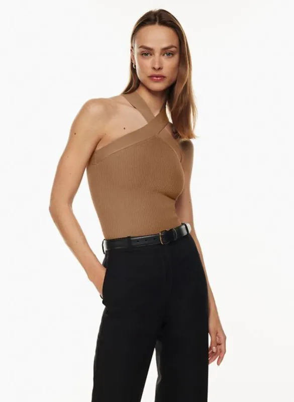 sculpt knit criss cross tank sold by Aritzia