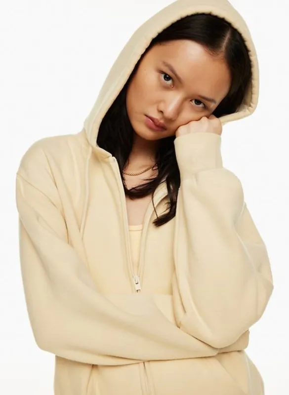cozy fleece boyfriend zip hoodie sold by Aritzia
