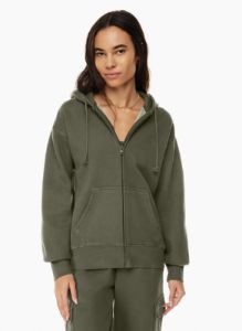 cozy fleece boyfriend zip hoodie sold by Aritzia