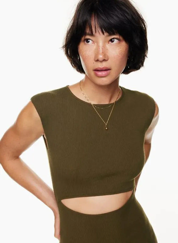 cut-out knit mini dress sold by Aritzia