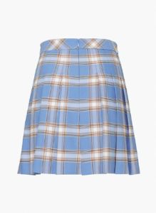 olive mini pleated skirt sold by Aritzia