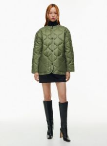 evergreen quilted jacket sold by Aritzia