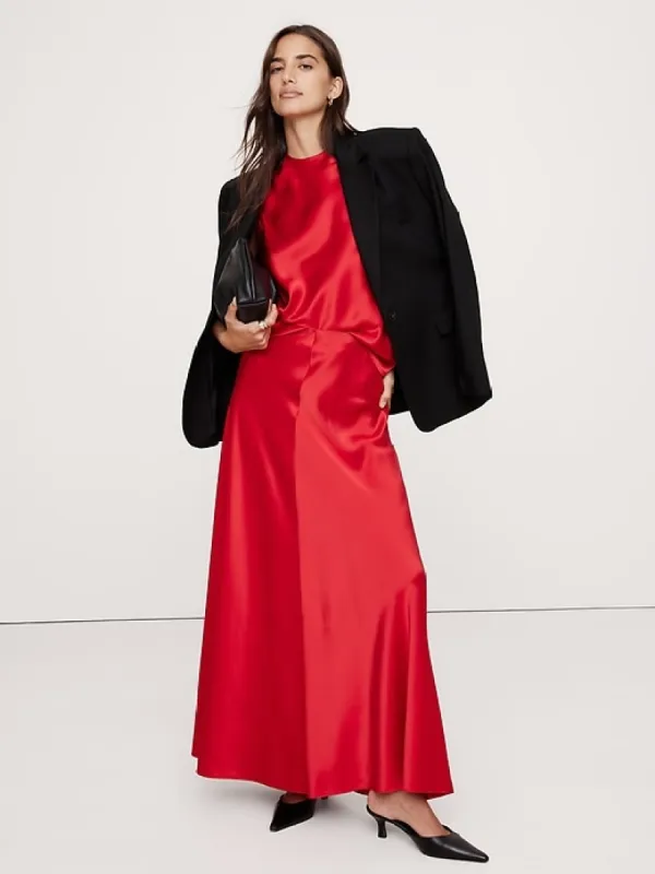 Bias-Cut Silk Long Midi Skirt sold by Banana Republic