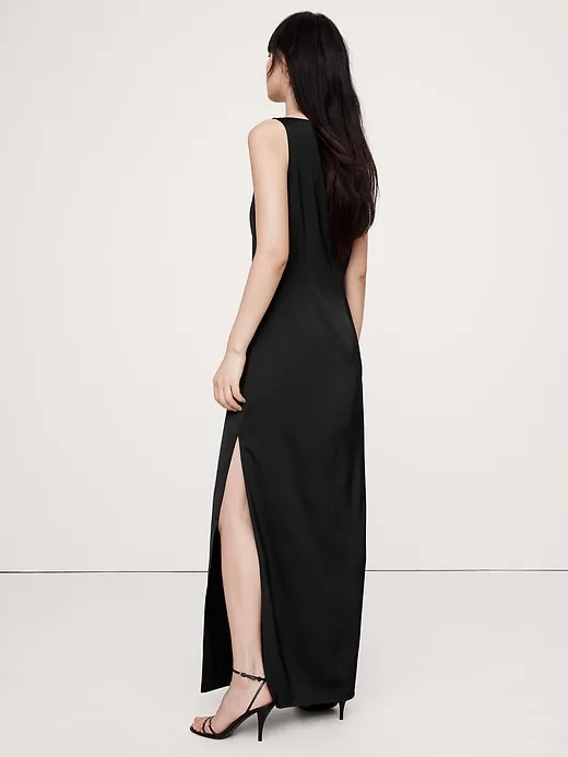 Stretch-Satin Column Maxi Dress sold by Banana Republic product image thumbnail 2